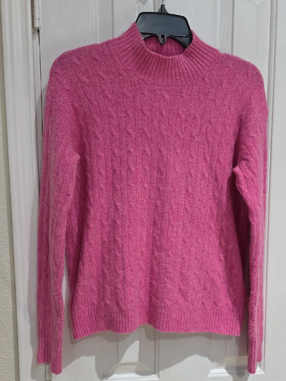 J.crew Women’s Pink Cable-Knit Mock Neck Sweater Size S